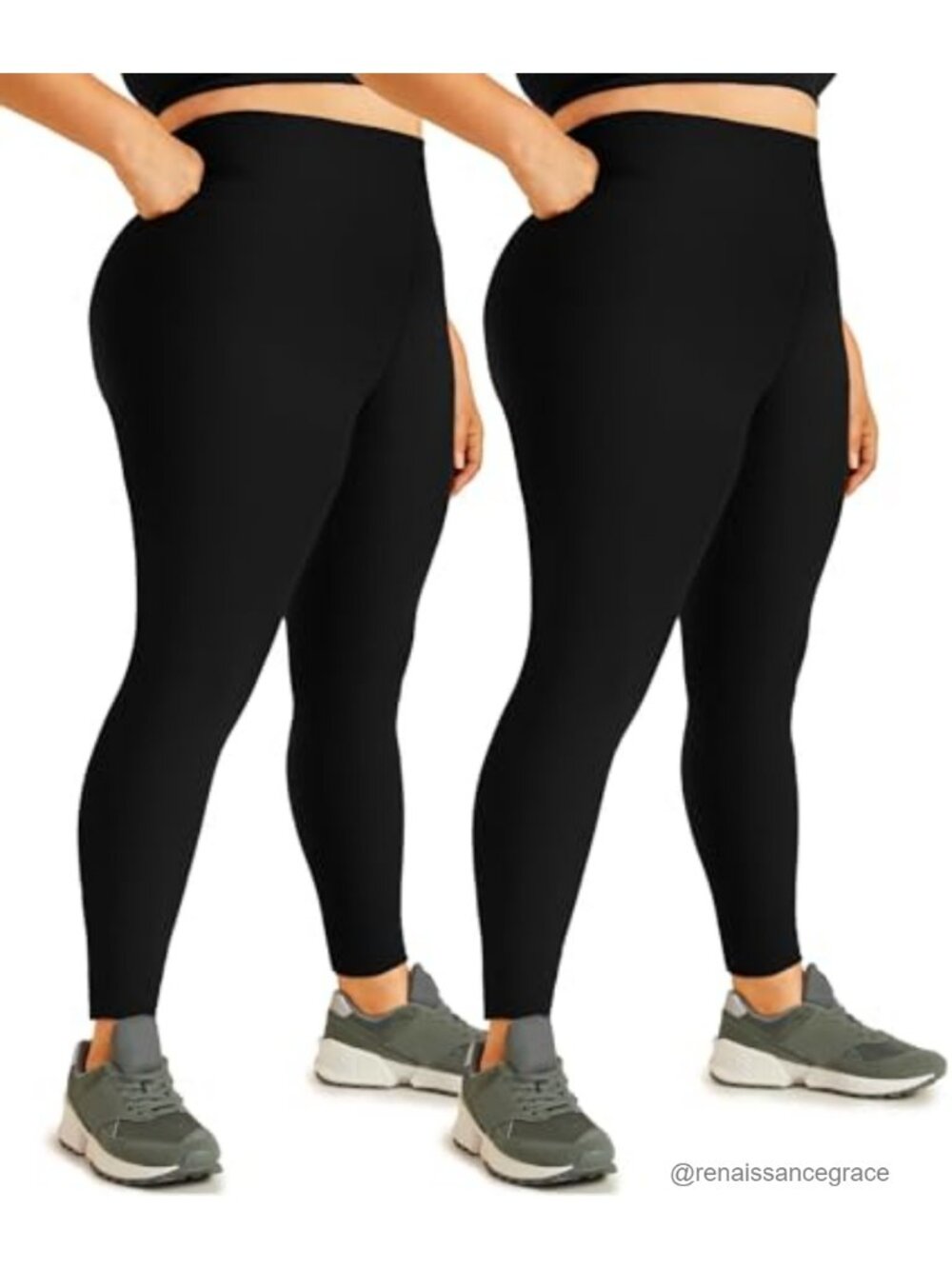 Plus Size High Waisted Tummy Control Leggings for Women 1X-4X Yoga Pants 2 Pack